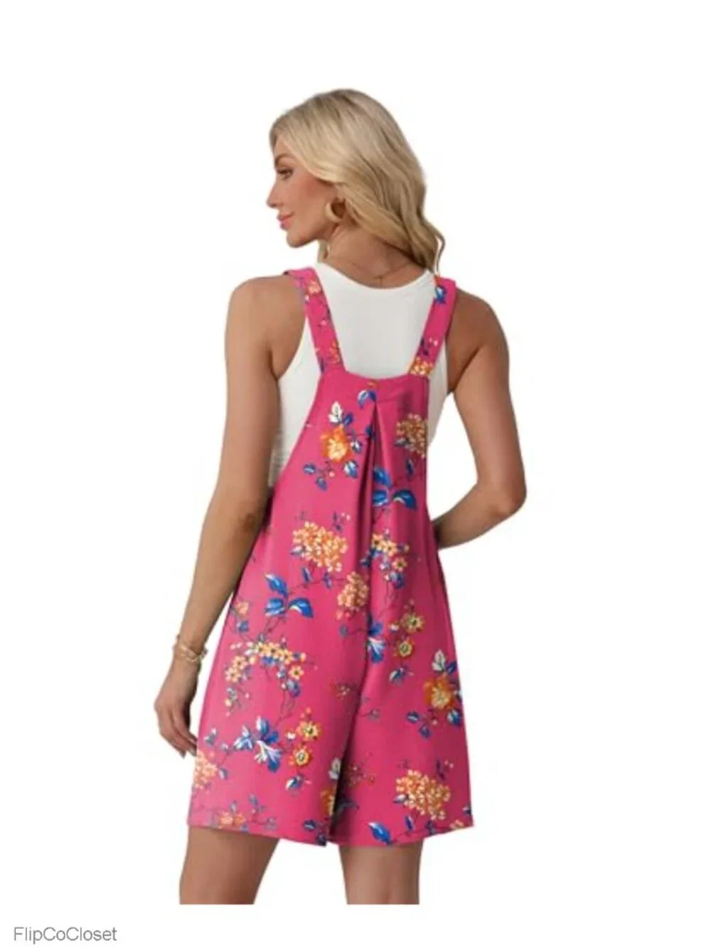 Women's Short Sleeveless Romper Summer Casual Jumpsuit with Pockets